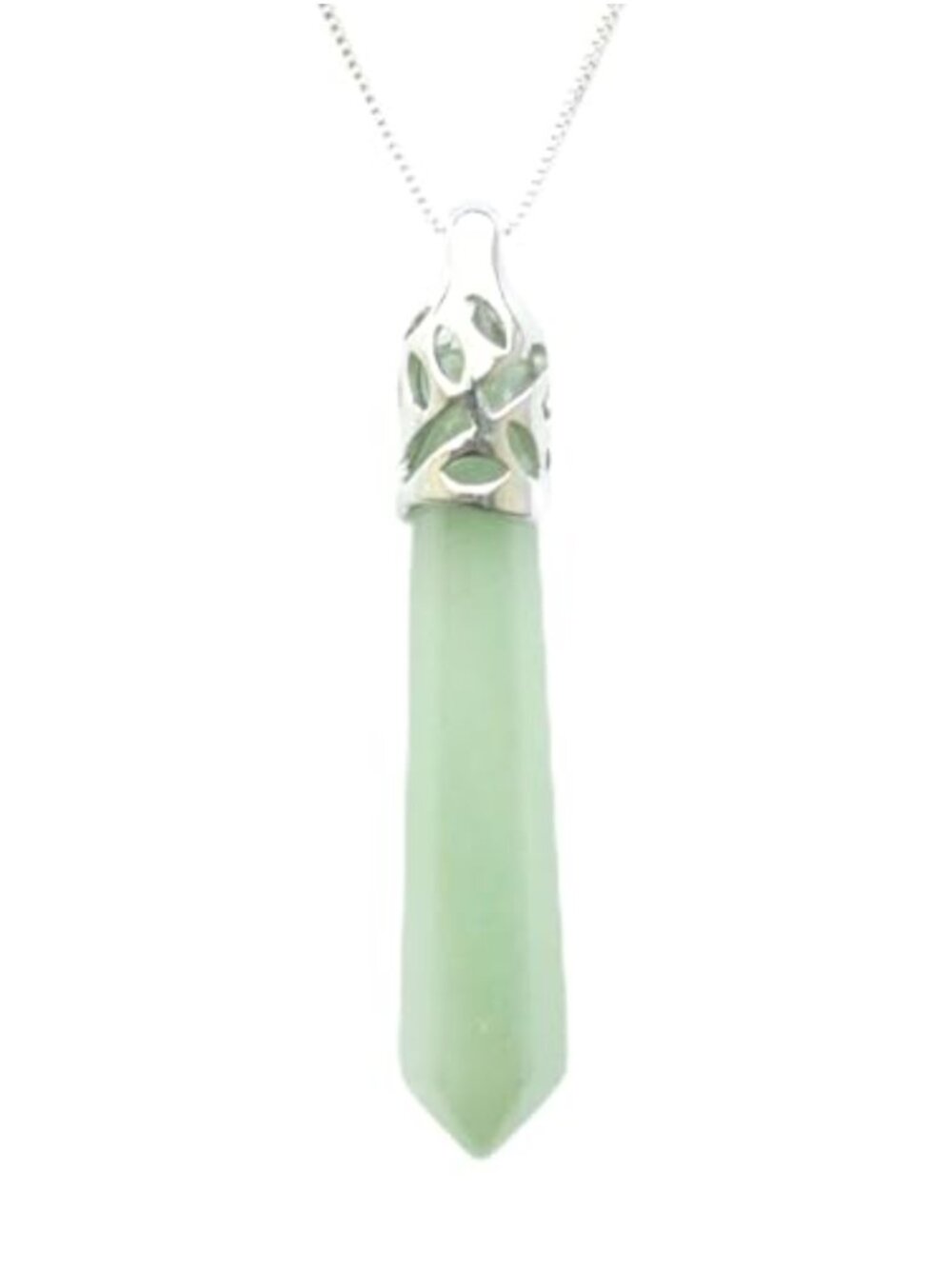 Natural Green Aventurine Crystal Pendant Necklace 18" Chain Chakra Healing